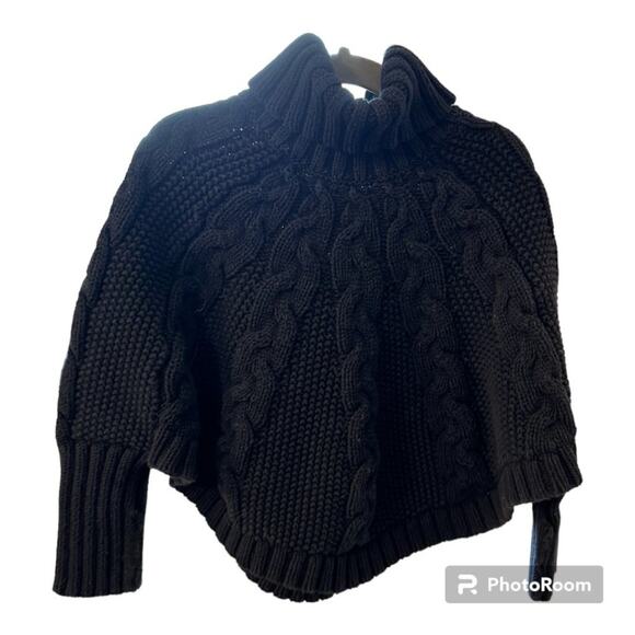 Other - Kids Black Cable Knit Sweater Poncho | Shirts & Tops